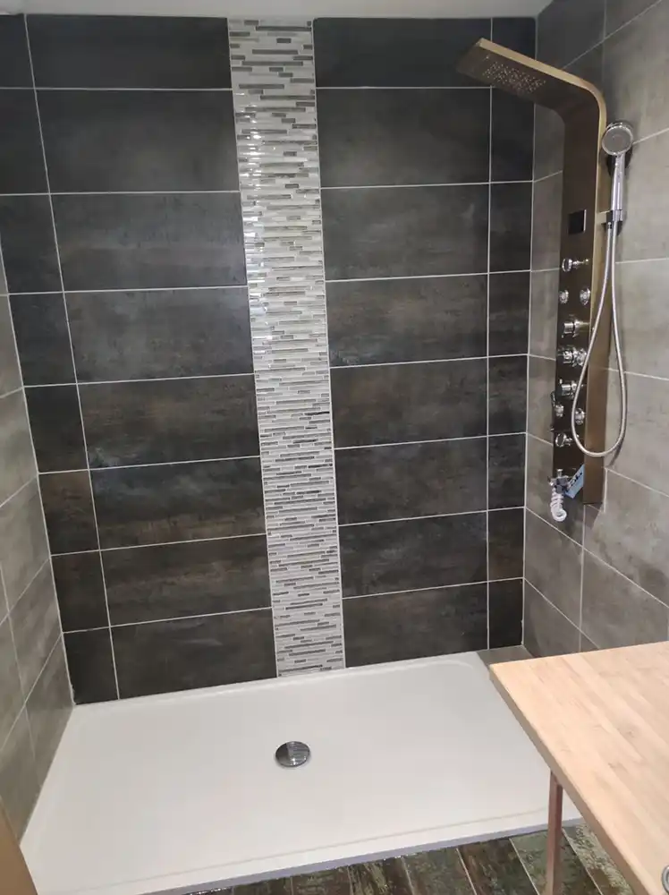 Rénovation de salle de bain à Paris : pose de douche et installation de parois sur-mesure.